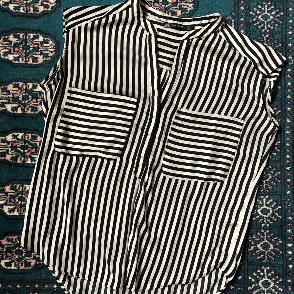 ZARA Trafaluc striped blouse // SZ L
